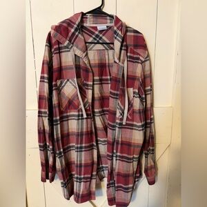 Columbia Red and Cream Plaid Button-Down Shirt